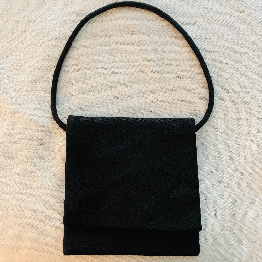 black fabric shoulder bag
